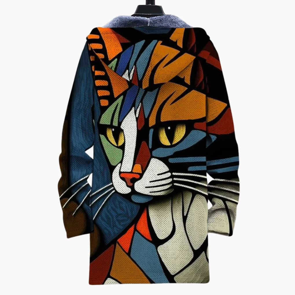 Casual Hoodie Sweater with Fun Cat Pattern