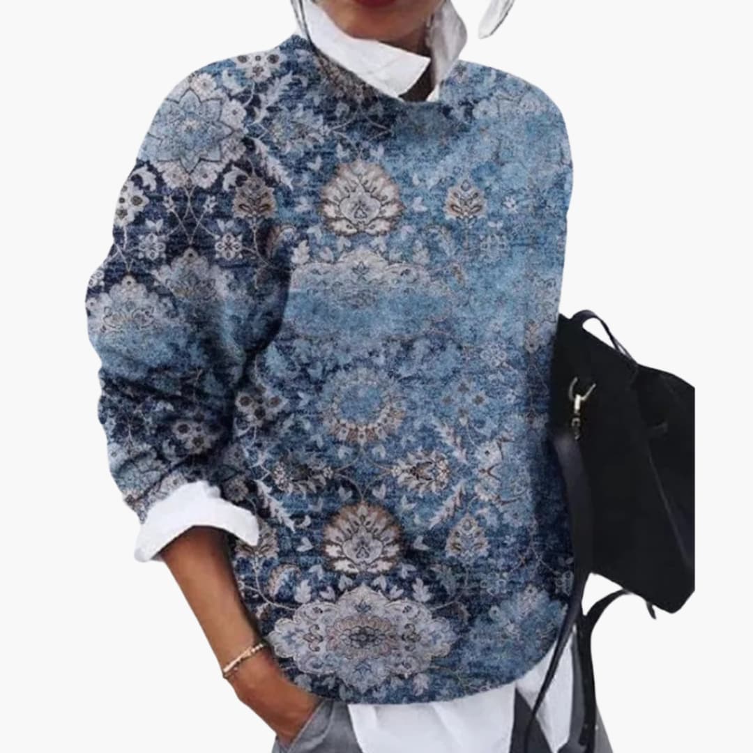 Women's Crew Neck Geometric Sweater