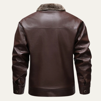 Warm Mens Leather Biker Fleece Lined Jacket Coat