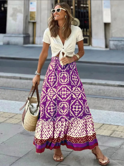 Beautiful Flowy Midi Skirt with Stretchy Waist