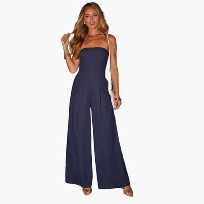 Women's Sleeveless Flowy Jumpsuit with Flared Legs