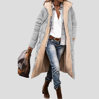 Warm Women's Parka Coat - Hooded Faux Fur Lined
