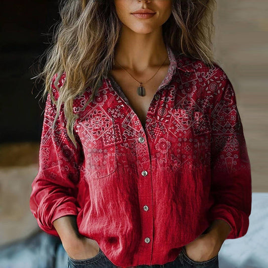 Unique Floral Print Classic Shirt - Olytrend