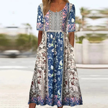 Women's Floral Round Neck Casual Dress