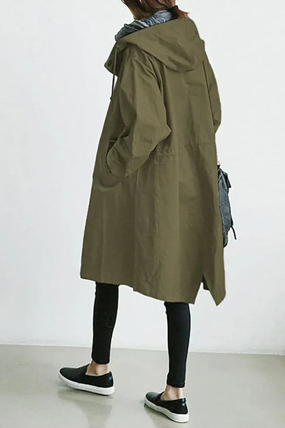 Waterproof trench coat with hood for women - Long and warm
