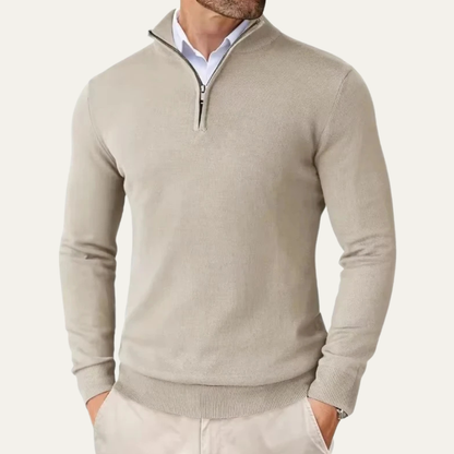 Warm Quarter Zip Knitted Men's Sweater