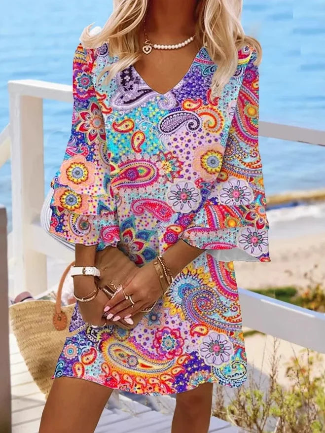 Women's dress with V-neck | Mini