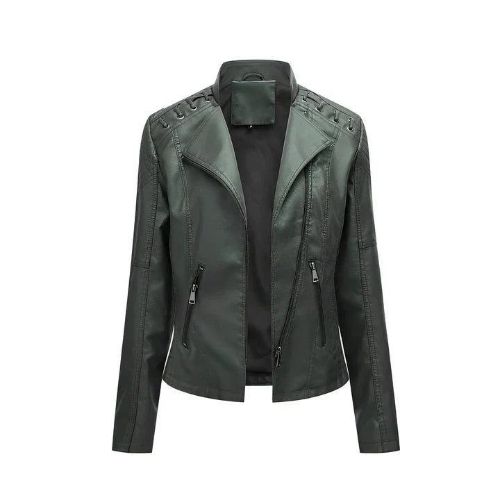 Arline Zippered Leatherette Jacket