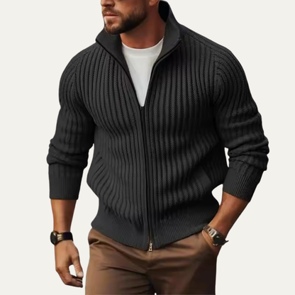Warm Men's Cable Knit Zipper Cardigan Sweater