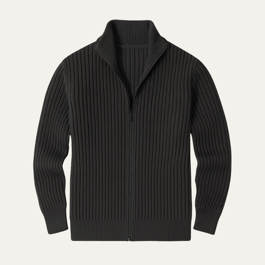 Warm Men's Cable Knit Zipper Cardigan Sweater - Nocini