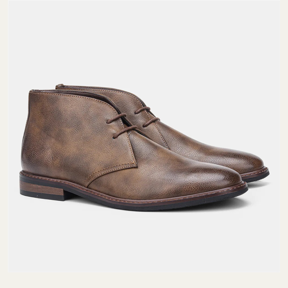 Brown Leather Ankle Boots for Men