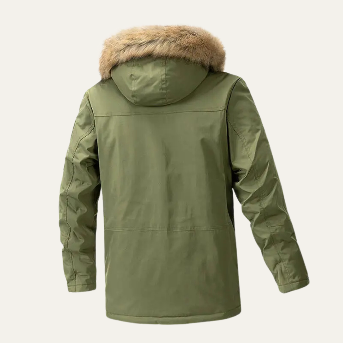 Warm Men's Quilted Hooded Fur Trim Jacket