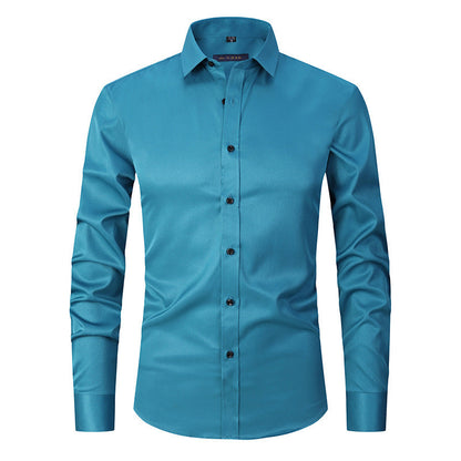 Allen – Long-sleeved slim men's shirt in solid stretch