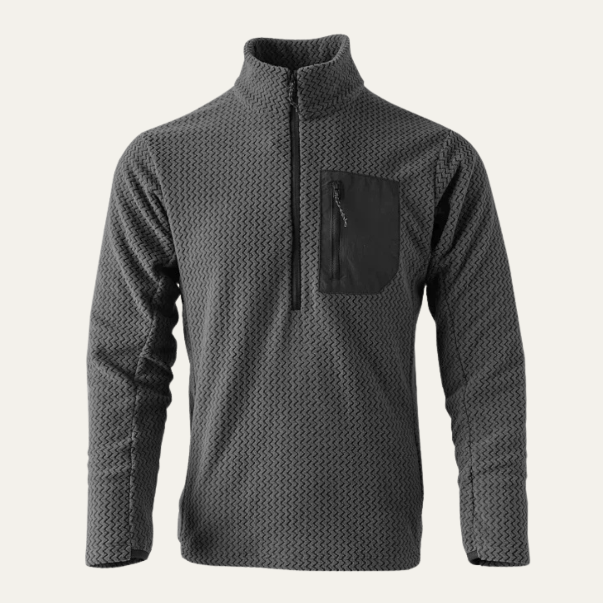 Warm Mens Waffle Fleece Half Zip Sweater