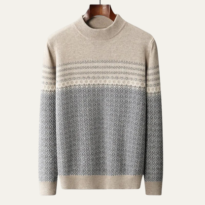 Warm Mens Thick Cable Knit High Neck Sweater