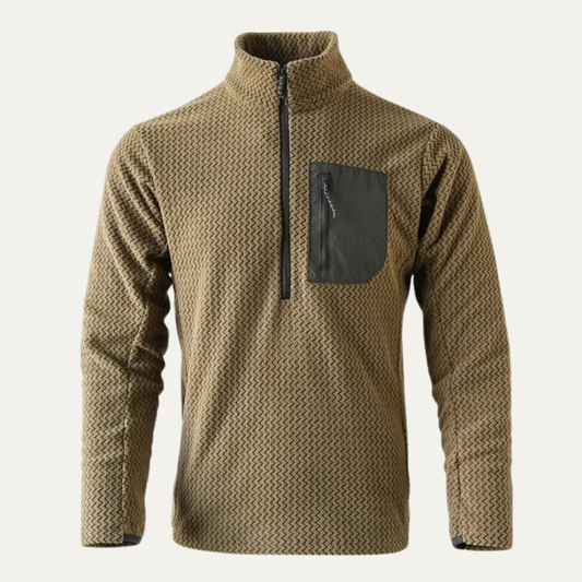 Warm Mens Waffle Fleece Half Zip Sweater - Nocini