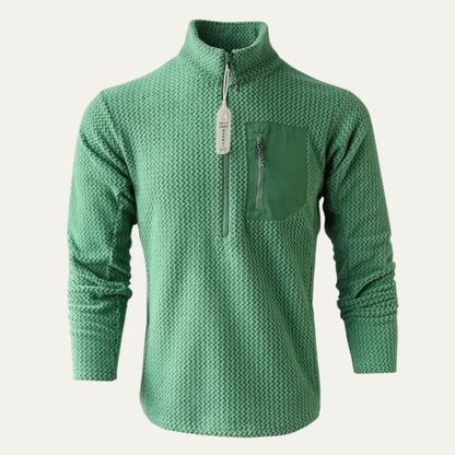 Warm Mens Waffle Fleece Half Zip Sweater