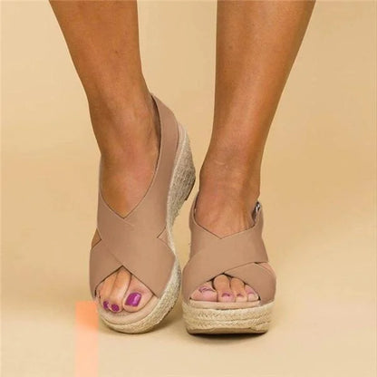 Wedge Sandals with Braided Sole