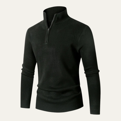 Warm Quarter Zip High Neck Men's Knit Sweater