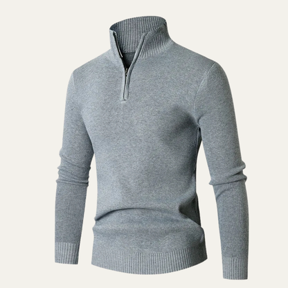 Warm Quarter Zip High Neck Men's Knit Sweater