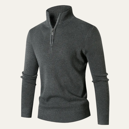 Warm Quarter Zip High Neck Men's Knit Sweater