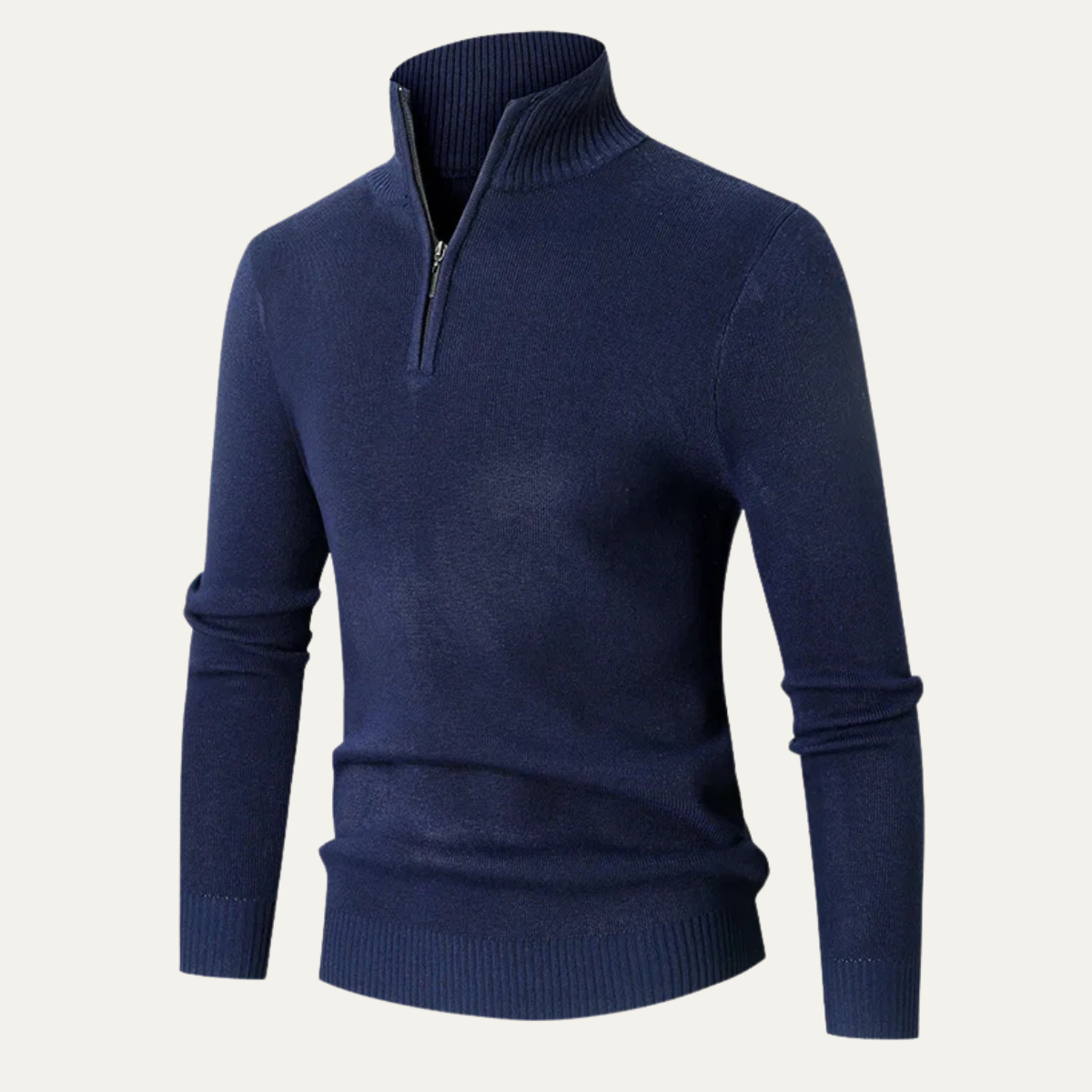 Warm Quarter Zip High Neck Men's Knit Sweater