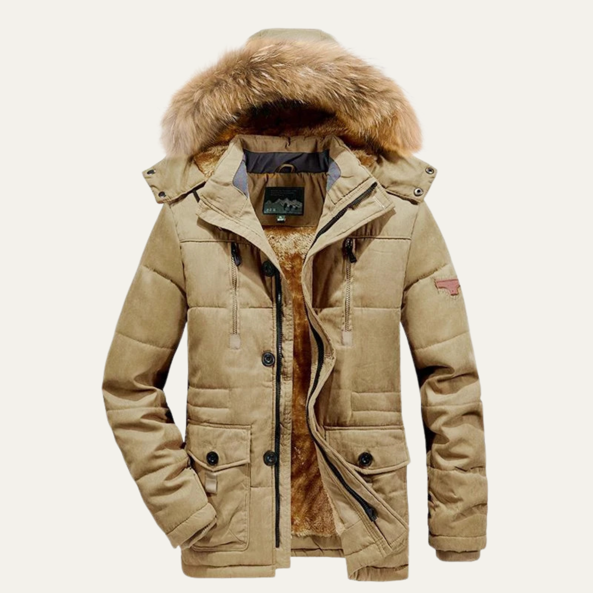 Warm Waterproof Men's Fleece Hooded Parka Coat