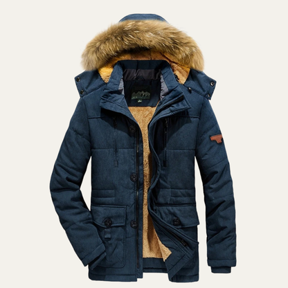 Warm Waterproof Men's Fleece Hooded Parka Coat - Nocini