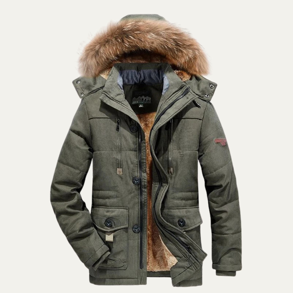 Warm Waterproof Men's Fleece Hooded Parka Coat