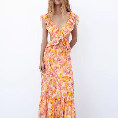 Women's maxi dress with ruffles – Elegant party dress and summer dress in boho style