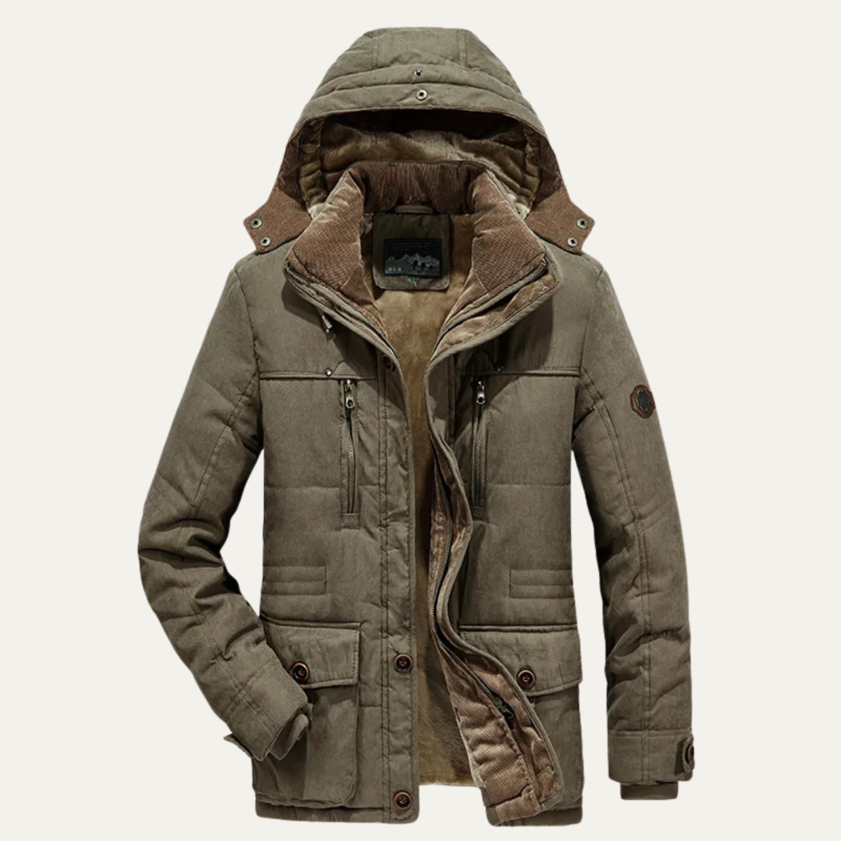 Warm Men's Heavy Fleece Hooded Parka Coat Jacket