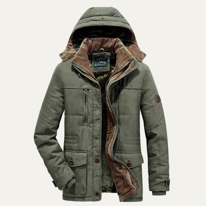 Warm Men's Heavy Fleece Hooded Parka Coat Jacket