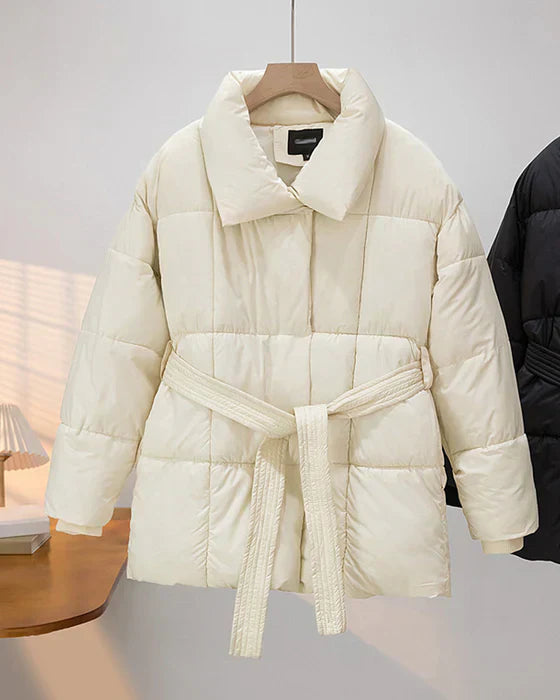 Unlined quilted jacket with lapels in a solid color