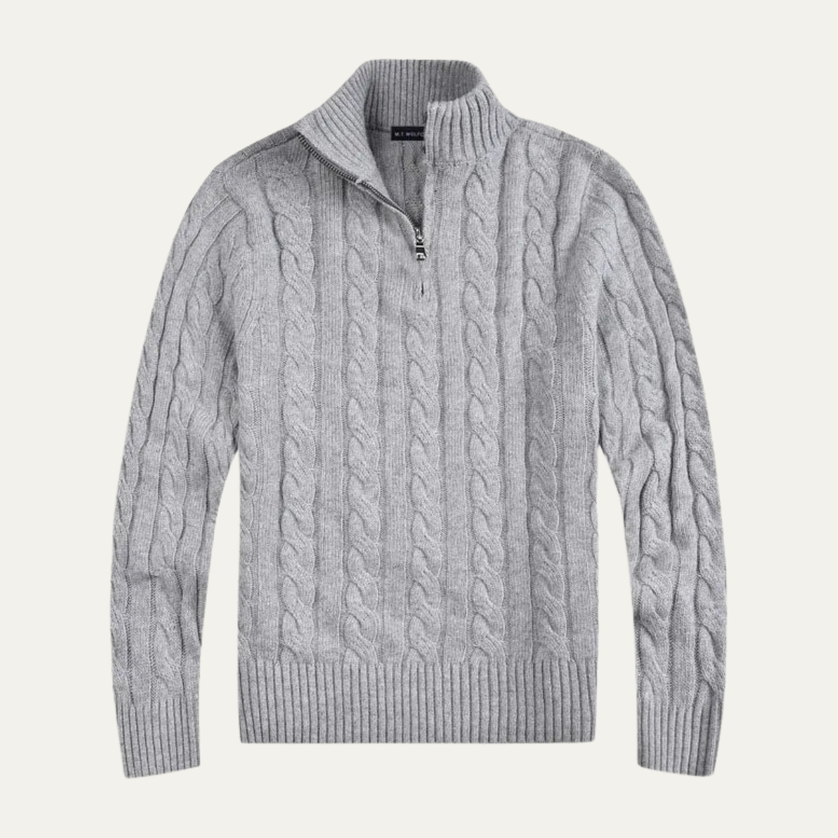Warm Men's Cable Knit Quarter Zip Jumper Sweater - Nocini