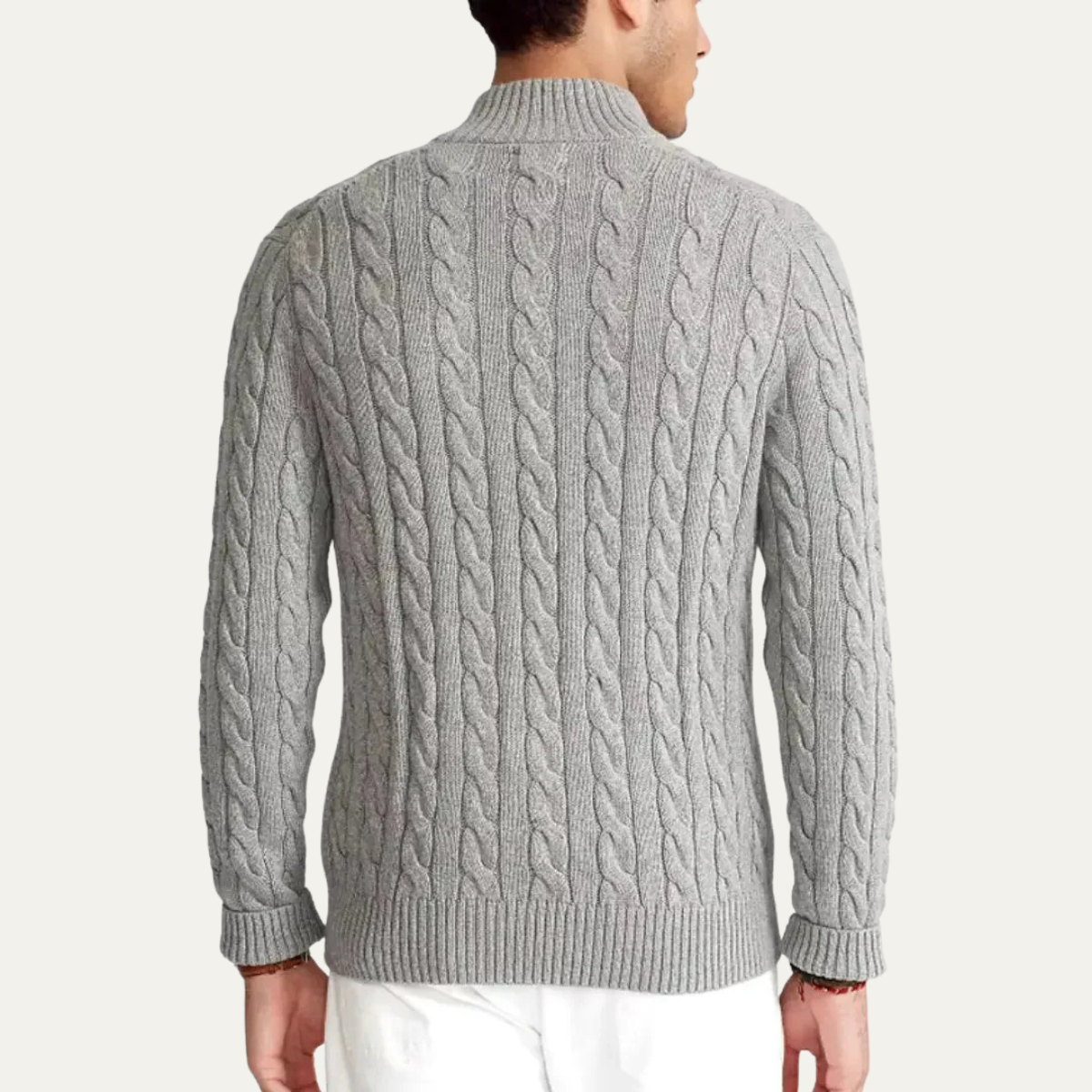 Warm Men's Cable Knit Quarter Zip Jumper Sweater
