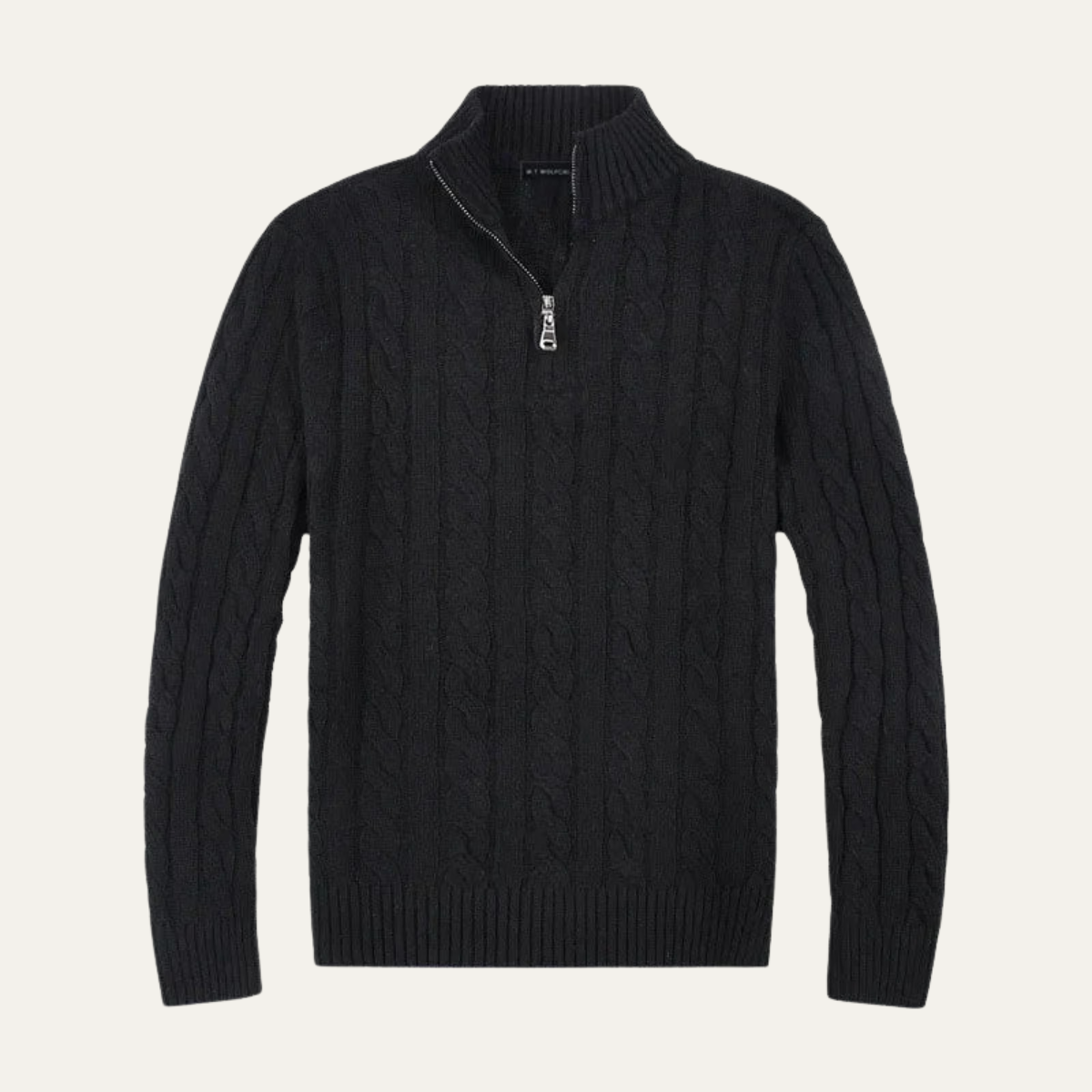 Warm Men's Cable Knit Quarter Zip Jumper Sweater
