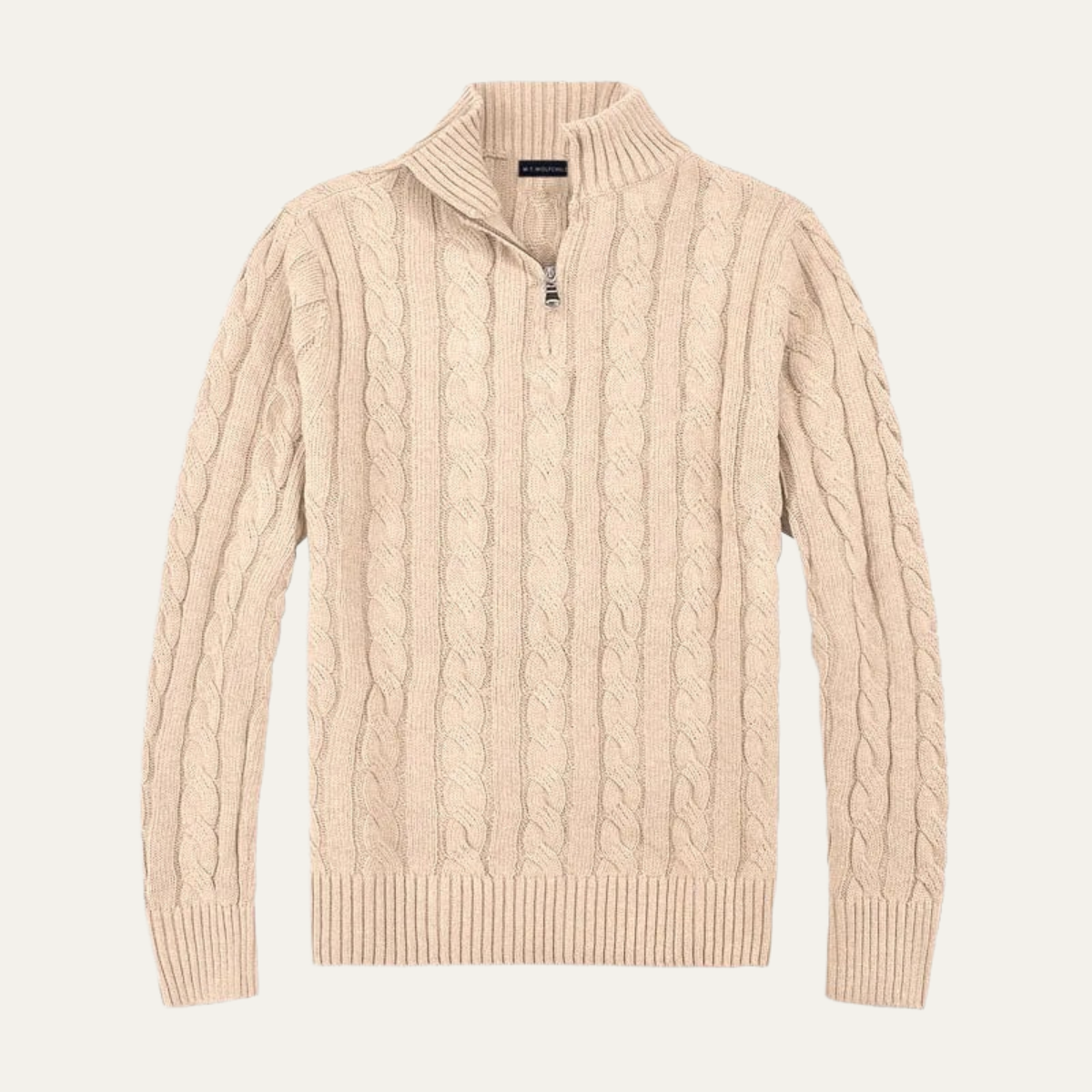 Warm Men's Cable Knit Quarter Zip Jumper Sweater