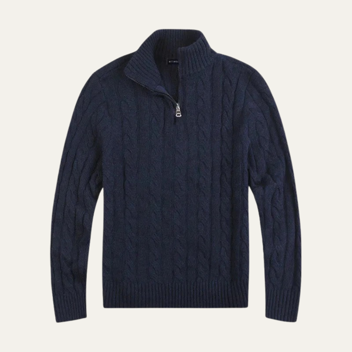 Warm Men's Cable Knit Quarter Zip Jumper Sweater