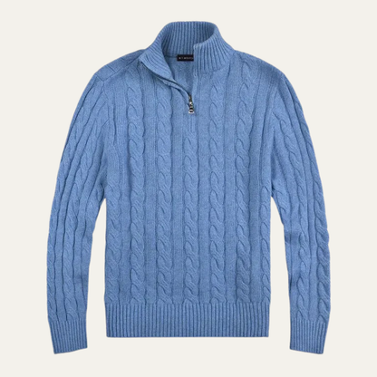 Warm Men's Cable Knit Quarter Zip Jumper Sweater