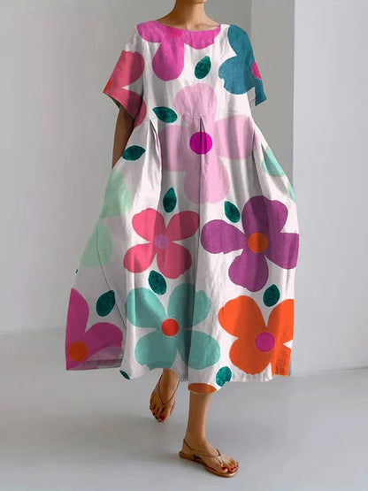 Vibrant Floral Midi Dress for Sunny Summer Days