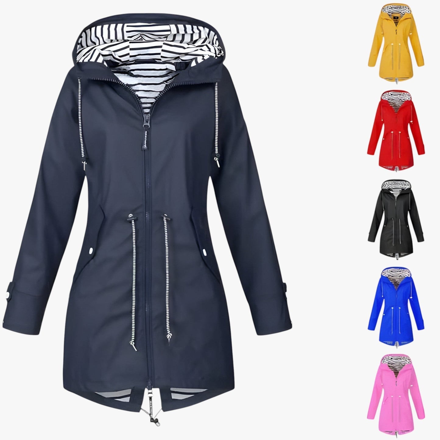 Beatrice | Waterproof parka - adjustable fit with striped hood lining