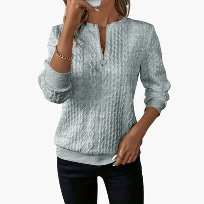 Women's Cable Knit Zip Up Sweater