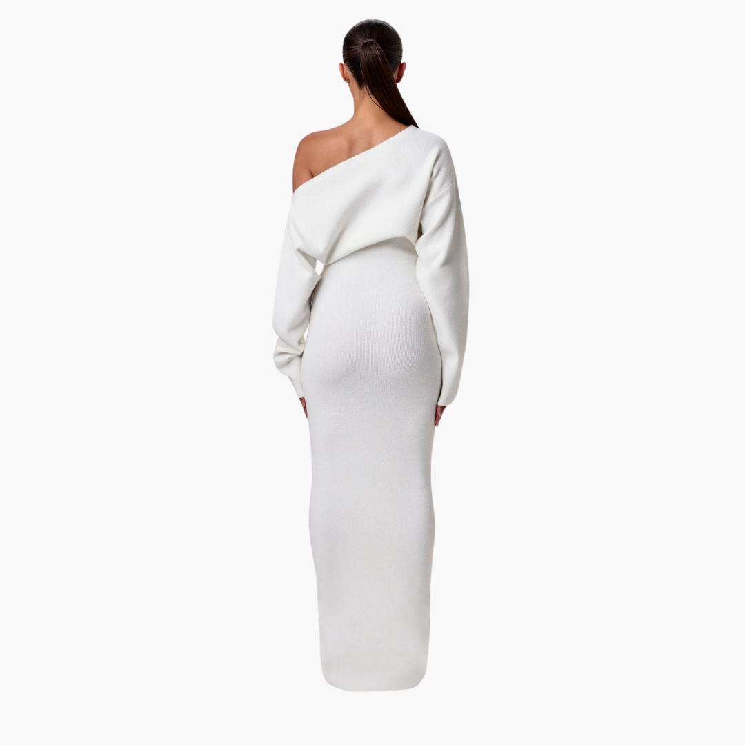 Chic Cold Shoulder Knit Evening Dress