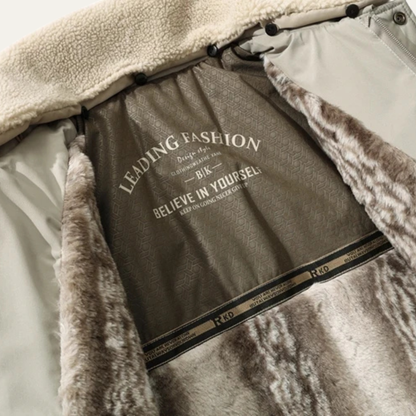 Warm Quilted Mens Winter Parka Coat with Faux Fur Hood