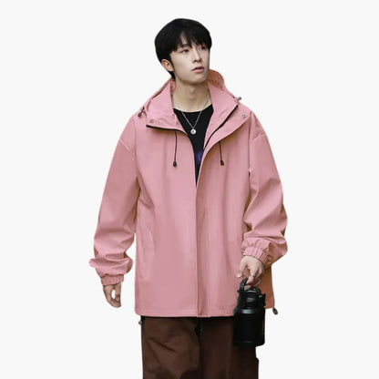 Waterproof Hooded Zip Up Mens Jacket with Adjustable Hem