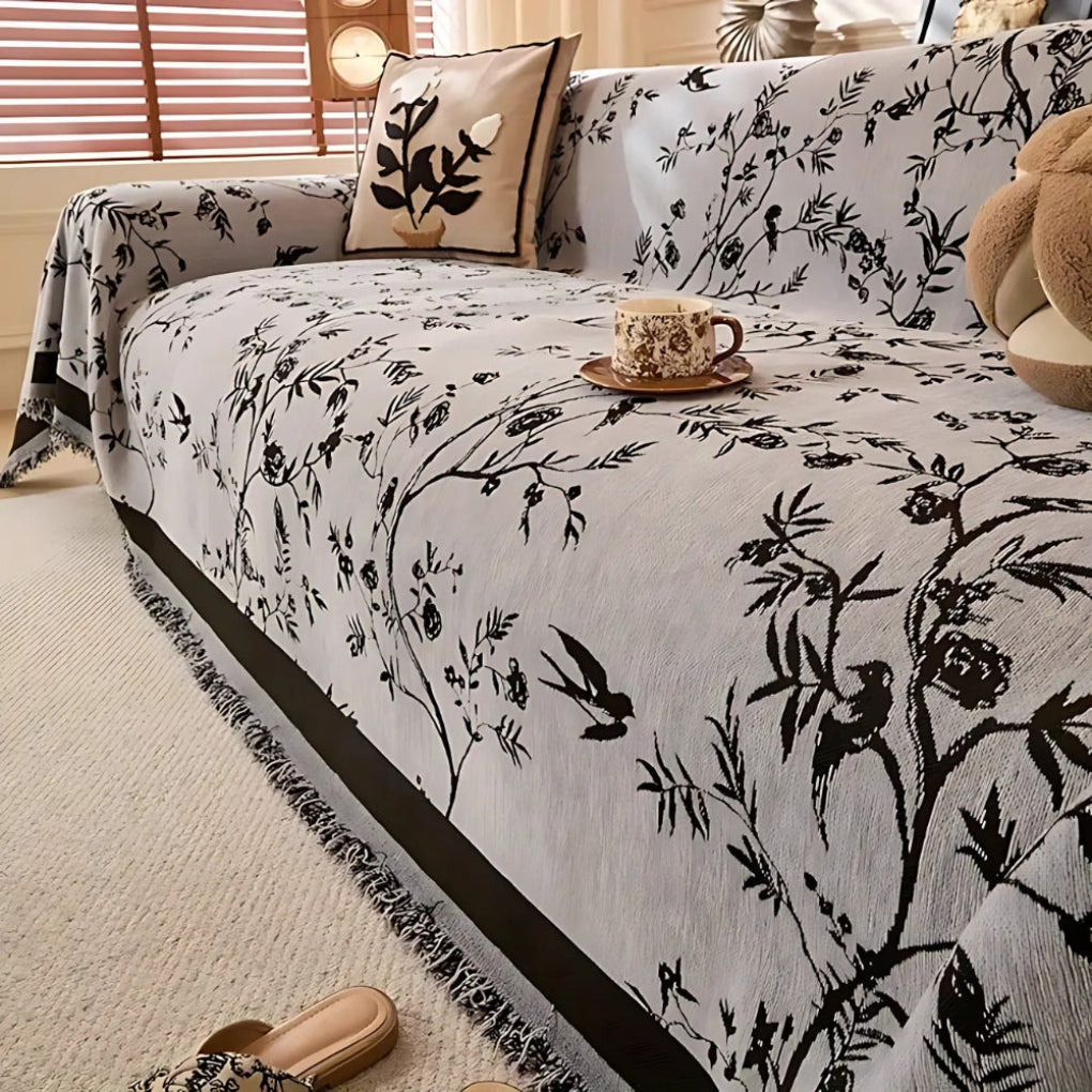 Beautiful Flower Print Blanket with Tassel Edge