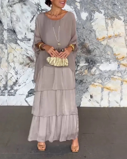 Apricot sleeveless midi dress, Nora, with ribbons