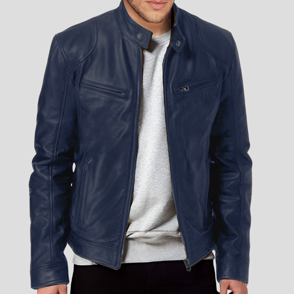 Vintage Style Mens Biker Leather Jacket