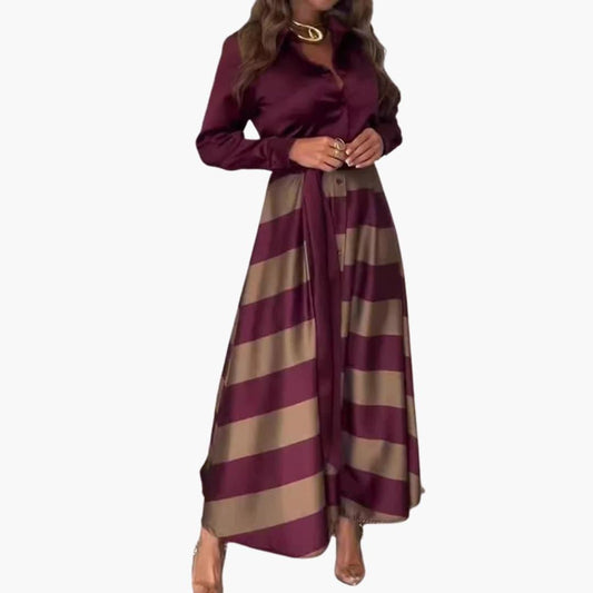 Women's Casual Long Sleeve Dress with Waist Belt - Olytrend
