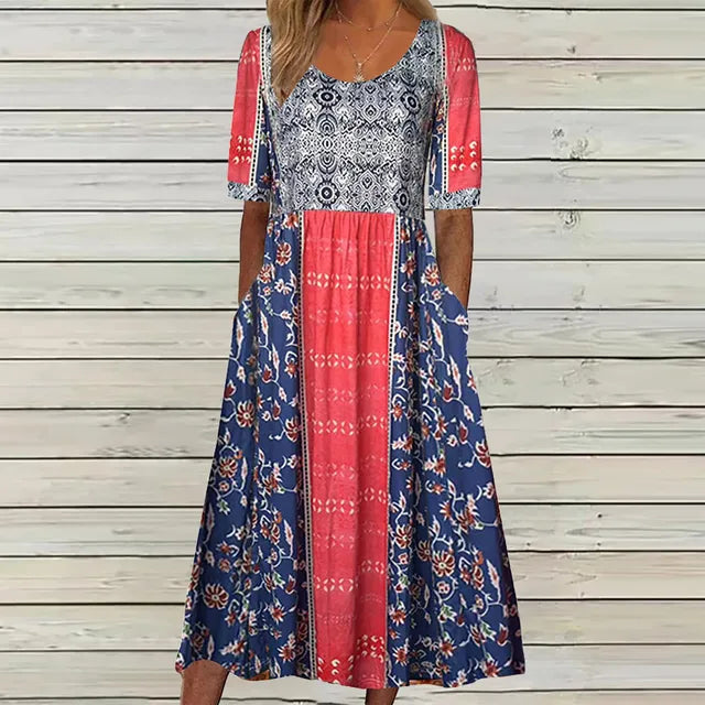 Women's Floral Round Neck Casual Dress